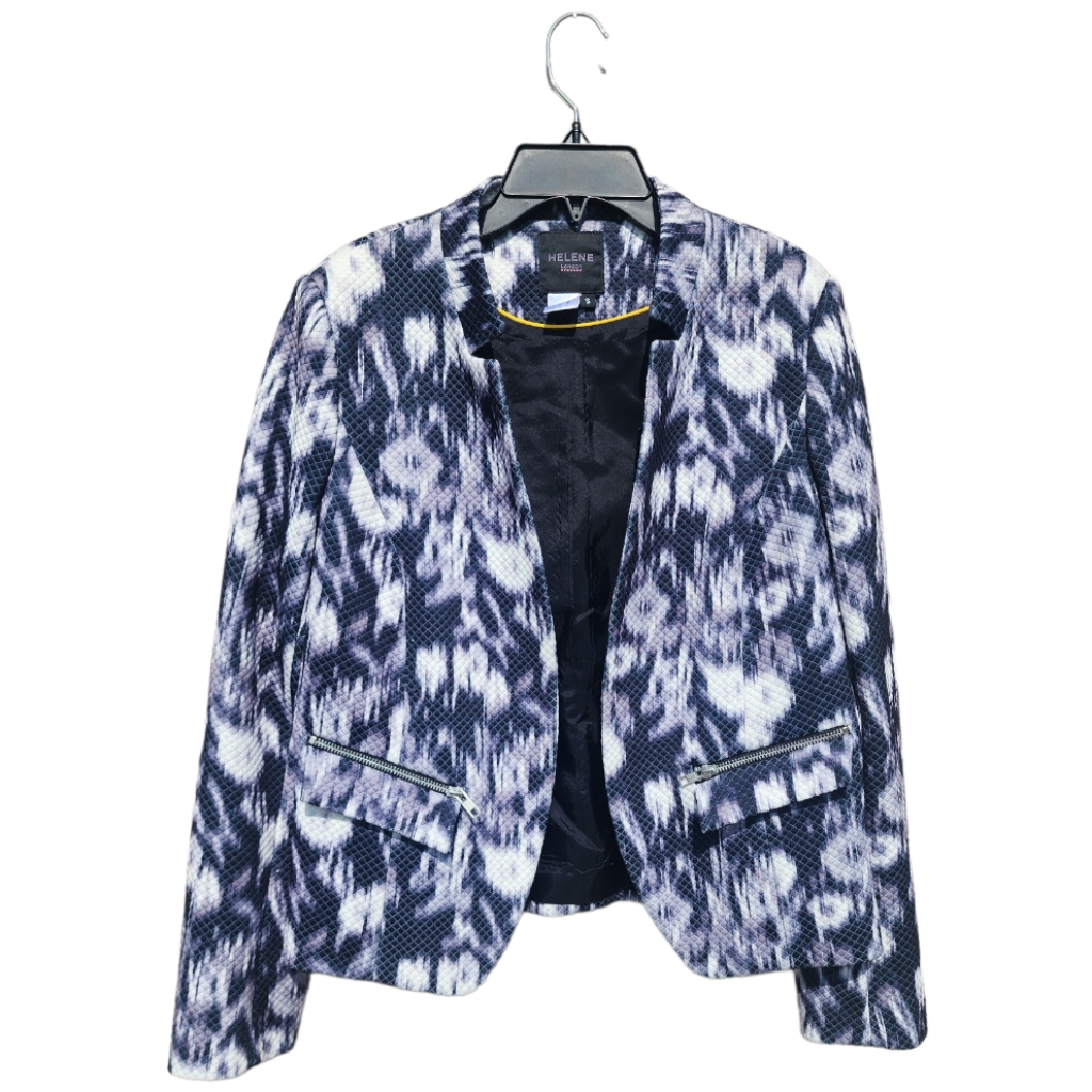 Helene Berman London Animal Print Blazer Jacket With Zipper Pockets. Size Small.